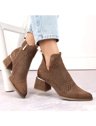 Semišové boty na podpatku Potocki W WOL213B hnědé