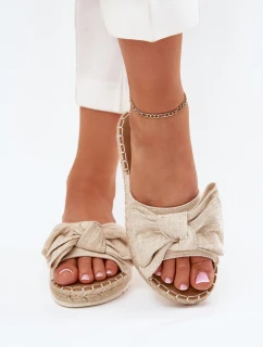 Dámské Pantofle Na Platformě S Pletením A Mašlí Béžové Alpireda