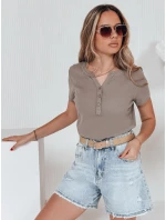 Dámská žebrovaná halenka KISS LOOK hnědá FashionStreet RY2827