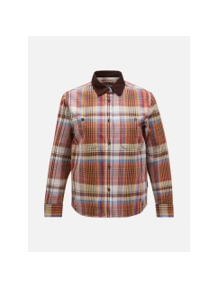 Košile Peak Performance W Heavy Cotton Shirt hnědá kostkovaná