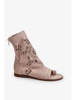 Zazoo dámské semišové sandály se svrškem na zip, béžová