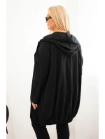 Dámská mikina Plus Size bavlněná s kapucí a zipem černá