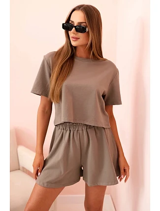 Dámský bavlněný komplet s širokými šortkami fango