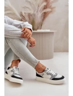 Dámské Nízké Tenisky Z Eko Kůže Big Star OO274028 Bílá-Šedá