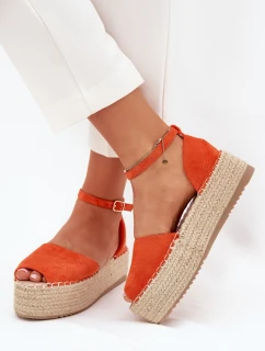 Dámské espadrilky na platformě s pletením oranžové Selise
