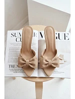 Dámské lodičky na jehlovém podpatku s mašlí Béžové Jelessa