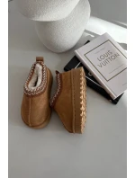 Dětské sněhule s výšivkou Prina – camel