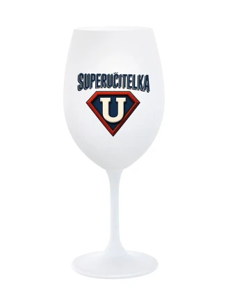 SUPERUČITELKA (ZNAK) - bílá sklenice na víno 350 ml