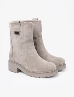 Exkluzívní  kotníčkové boty šedo-stříbrné dámské platforma