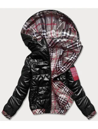 Krátká černá dámská bunda s ozdobným lemováním (B8030-1) Krátká černá dámská bunda s ozdobným lemováním (B8030-1)