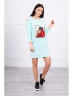 3D mátové šaty s potiskem hrášku a mašlí