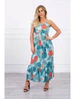 Šaty s motivem listů v mátové barvě