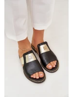 Elegantní Pantofle Z Přírodní Kůže Na Plochém Podpatku Zazoo 40423 Černé Elegantní Pantofle Z Přírodní Kůže Na Plochém Podpatku Zazoo 40423 Černé