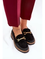 Dámské Mokasíny S Pletením A Zlatým Detelem Černé Seffolia