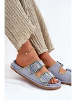 Dámské Pantofle S Sponami A Ozdobným Obšitím Modré Visley