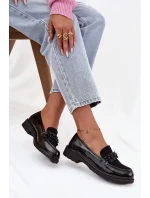 Dámské lakované mokasíny s korálky S.Barski HY52-541 Černé Dámské lakované mokasíny s korálky S.Barski HY52-541 Černé