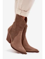 Dámské otevřené kotníkové boty na podpatku Béžové Rivorina