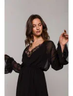 Dámské šifonové šaty se spodničkou K136 Černá - Makover Dámské šifonové šaty se spodničkou K136 Černá - Makover