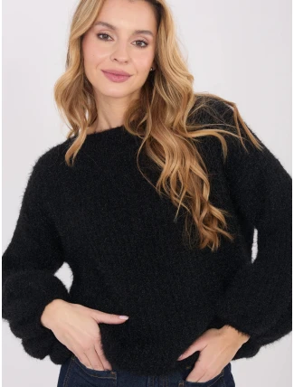 Damski sweter z bufiastymi rękawami Goodlookin czarny (1612)