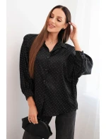 Dámská elegantní blůza z viskózy s knoflíčky a límečkem černá