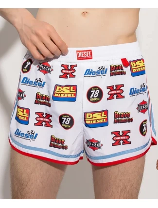 Pánské koupací kraťasy - 00S0L6-0NDAC-100 - bílá/potisk - Diesel