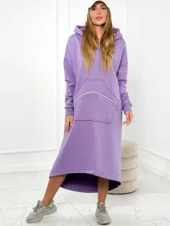 Zateplené šaty s kapucí fialka