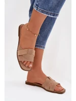 Dámské ploché sandály s pásky Eko Zamszové Béžové Florane