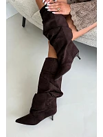 Zmačkané kozačky Kitten Heel Slip-on semišové hnědé Lowen Zmačkané kozačky Kitten Heel Slip-on semišové hnědé Lowen