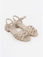 Designové dámské sandály zlaté bez podpatku Designové dámské sandály zlaté bez podpatku