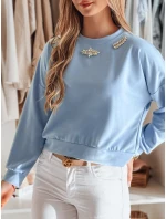 Dámská halenka s dlouhým rukávem a motýlem CRYSTALIA modrá FashionStreet RY2769