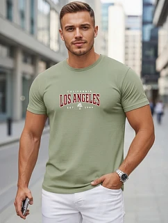Pánské bavlněné tričko se nápisem, zelené, FashionStreet NX5136R