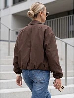 Krátká dámská přechodová bunda typu bomber bez kapuce, hnědá, FashionStreet TY5957 Krátká dámská přechodová bunda typu bomber bez kapuce, hnědá, FashionStreet TY5957