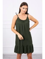 Šaty s tenkým páskem khaki