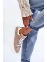 Dámské kožené sportovní boty na platformě Bežové Lemar 10150 Dámské kožené sportovní boty na platformě Bežové Lemar 10150