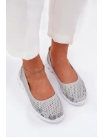 Kožené perforované baleríny Vinceza 95323 šedé
