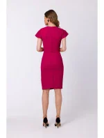 S336 Pouzdrové šaty s páskem - švestka