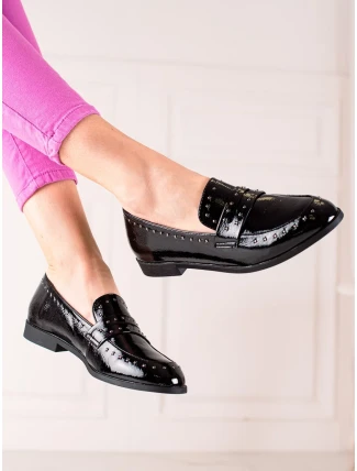 Výborné černé polobotky dámské na plochém podpatku Výborné černé polobotky dámské na plochém podpatku