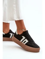 Dámské kožené tenisky na platformě černé Zazoo N1095S2