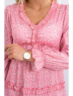 Šaty s ozdobnými volánky tmavě meruňková