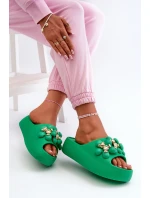 Dámské Pěnové Pantofle S Ozdobami Na Hrubé Podrážce Zelené Bremavia Dámské Pěnové Pantofle S Ozdobami Na Hrubé Podrážce Zelené Bremavia