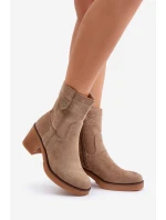 Zateplené dámské boty na podpatku béžové Vailia