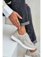 Kožené Sportovní Boty Tenisky Dámské S.Barski LR51-551 Béžové