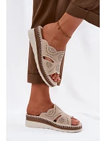 Kožené dámské sandály na platformě S.Barski GR61-5915 béžové