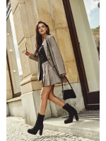 Dámské botky Carolina – na podpatku, černé, z eko semiše