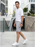 Pánské teplákové kraťasy se šňůrkou, světle šedé, FashionStreet SX2621 Pánské teplákové kraťasy se šňůrkou, světle šedé, FashionStreet SX2621