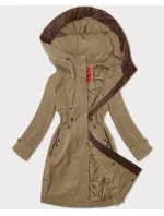 Tmavě béžová jednoduchá dámská bunda s kapucí LHD (LHD-24590)