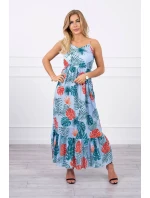 Šaty s motivem listů v modré barvě Šaty s motivem listů v modré barvě