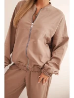 Dámská souprava bavlněná s širokými nohavicemi a mikinou na zip fango