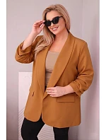 Elegantní dámské sako Plus Size tmavě camelové Elegantní dámské sako Plus Size tmavě camelové
