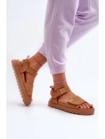 Dámské semišové sandály na platformě Big Star NN274705 Hnědé